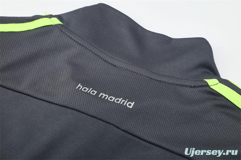 Retro 15/16 Real Madrid Dark Grey Half Zipper Jacket