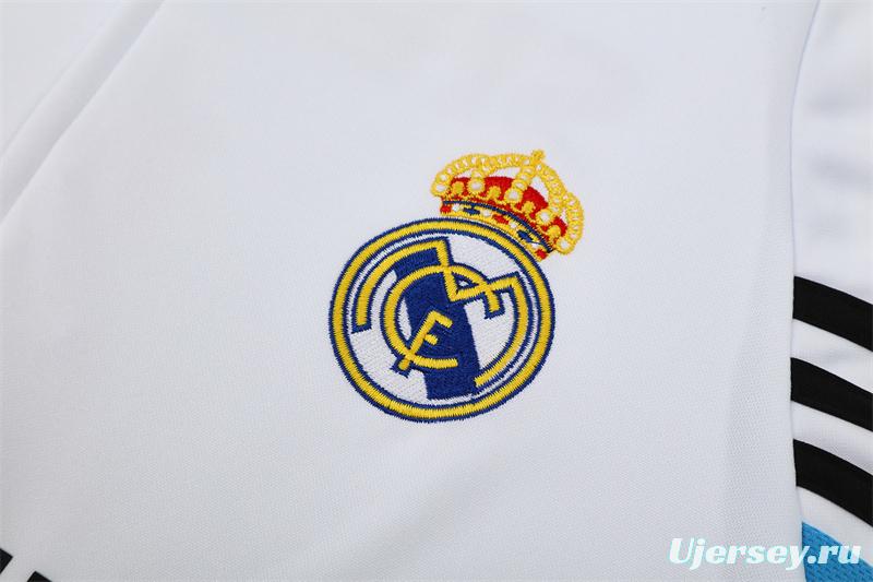 Retro 03/04 Real Madrid White Half Zipper Jacket+Long Pants