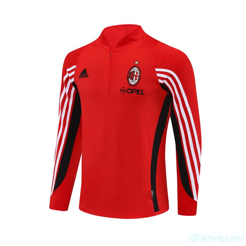Retro 03/04 AC Milan Red Half Zipper Jacket+Long Pants