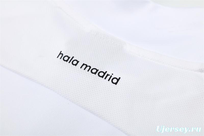 Retro 15/16 Real Madrid White Half Zipper Jacket+Long Pants