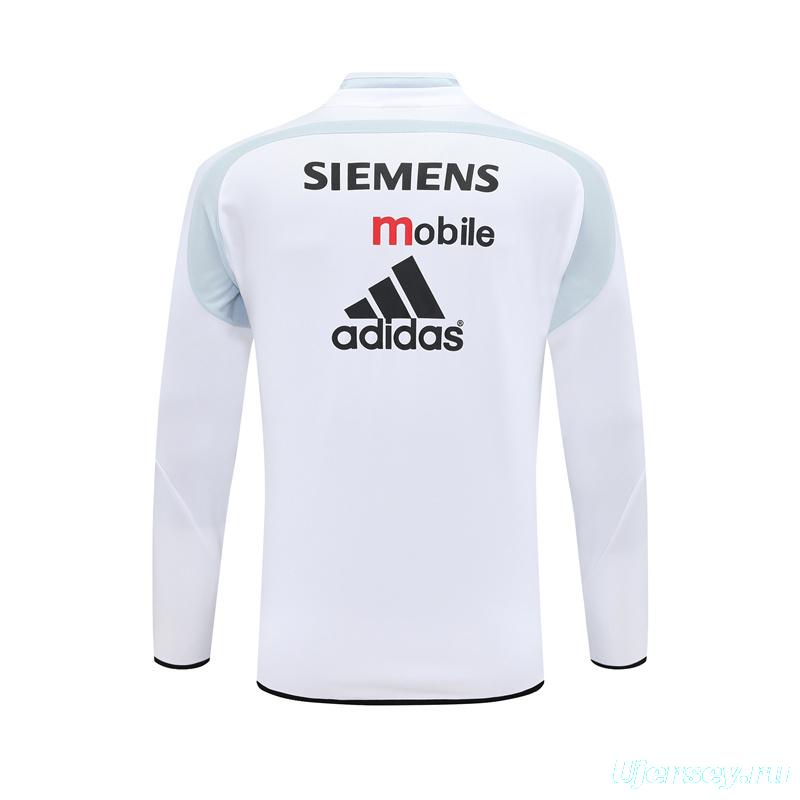 Retro 04/05 Real Madrid White Half Zipper Jacket+Long Pants