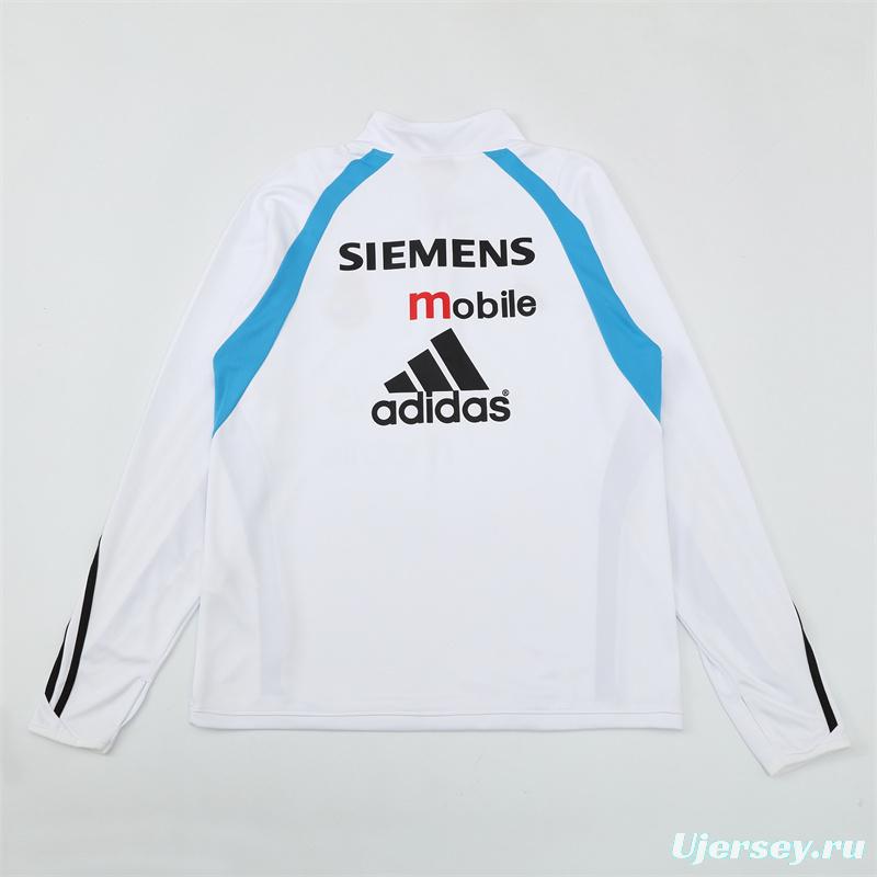 Retro 03/04 Real Madrid White Half Zipper Jacket