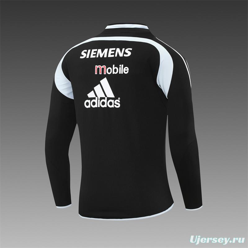 Retro 04/05 Real Madrid Black Half Zipper Jacket