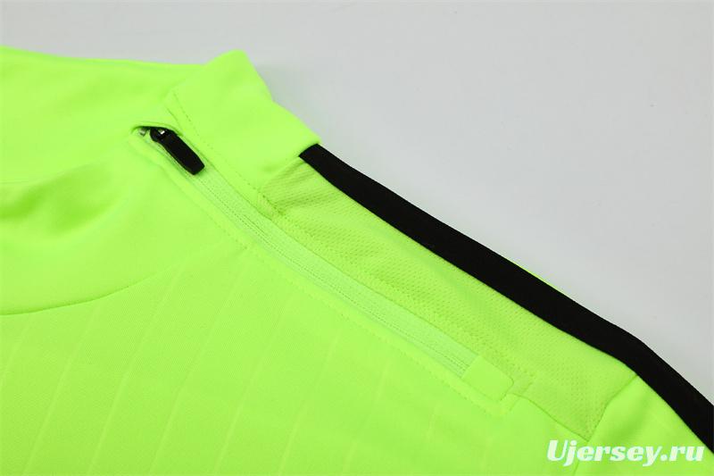 Retro 15/16 Real Madrid Fluorescent Green Half Zipper Jacket