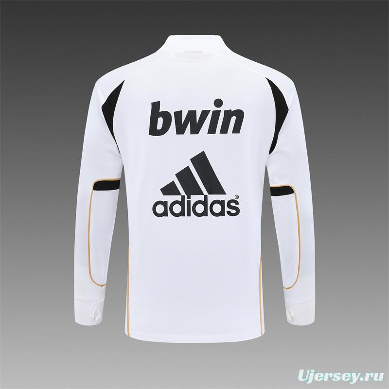 Retro 11/12 Real Madrid White Half Zipper Jacket+Long Pants