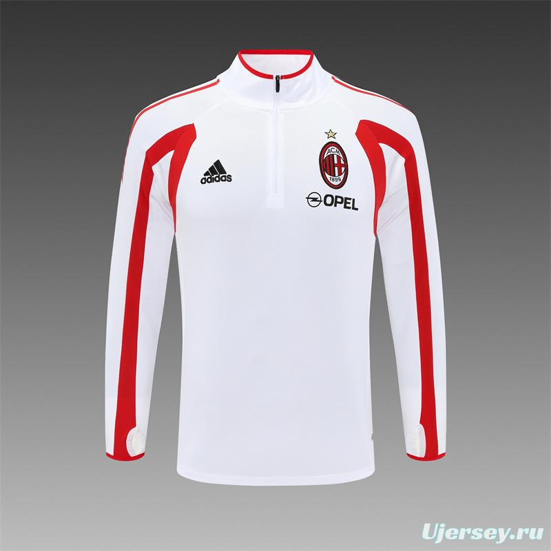 Retro 05/06 AC Milan White Half Zipper Jacket