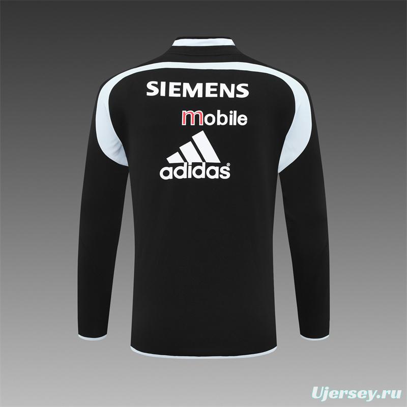 Retro 04/05 Real Madrid Black Half Zipper Jacket