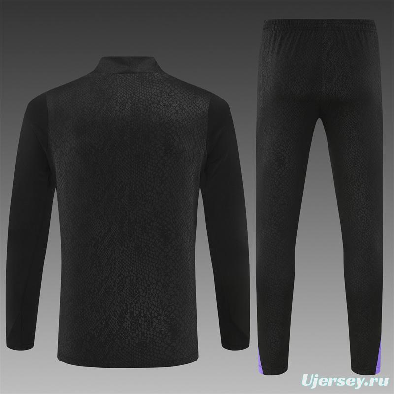 25/26 Barcelona Black Joint Edition Half Zipper Jacket+Long Pants
