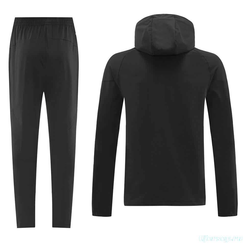25/26 Adidas Black Hoodie Full Zipper Jacket + Long Pants