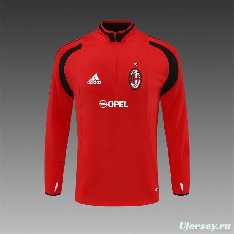 Retro 04/05 AC Milan Red Half Zipper Jacket