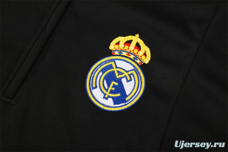Retro 04/05 Real Madrid Black Half Zipper Jacket+Long Pants