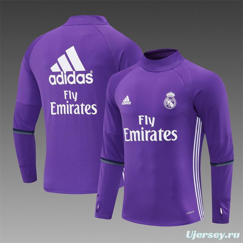 Retro 16/17 Real Madrid Purple Half Zipper Jacket