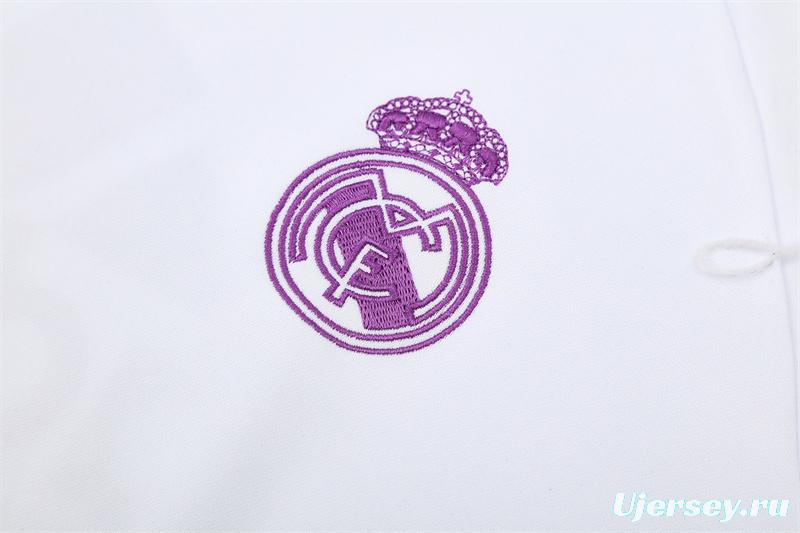 Retro 16/17 Real Madrid White Half Zipper Jacket