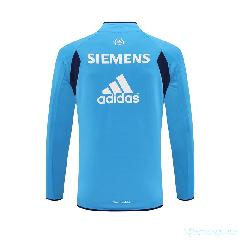 Retro 05/06 Real Madrid Light Blue Half Zipper Jacket+Long Pants