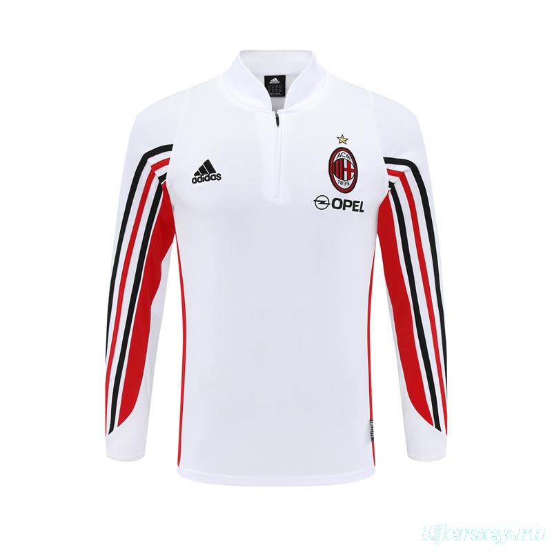 Retro 03/04 AC Milan White Half Zipper Jacket