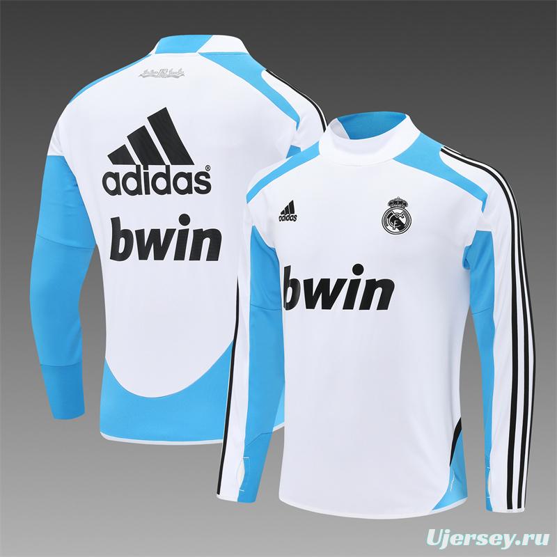 Retro 12/13 Real Madrid White/Blue Half Zipper Jacket