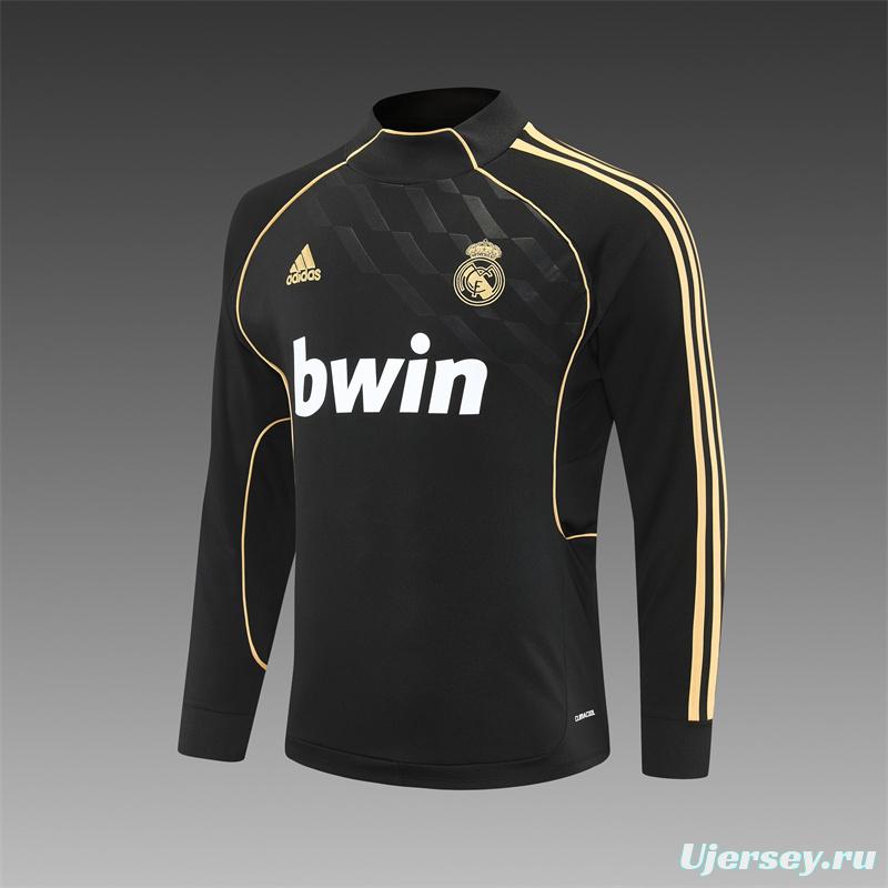 Retro 11/12 Real Madrid Black Half Zipper Jacket