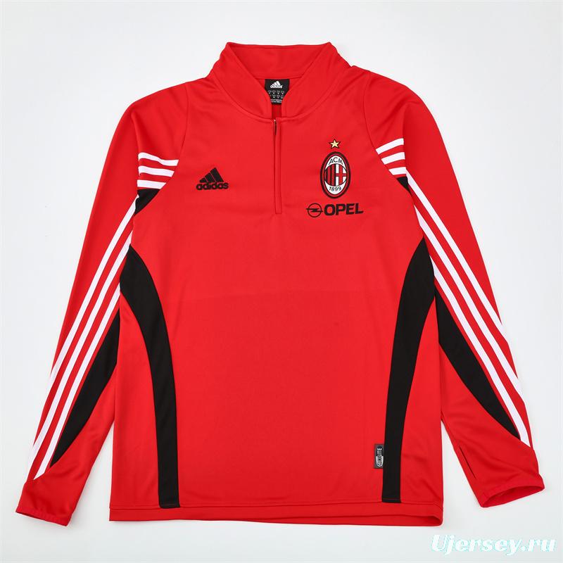 Retro 03/04 AC Milan Red Half Zipper Jacket+Long Pants