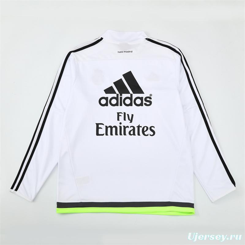 Retro 15/16 Real Madrid White Half Zipper Jacket+Long Pants
