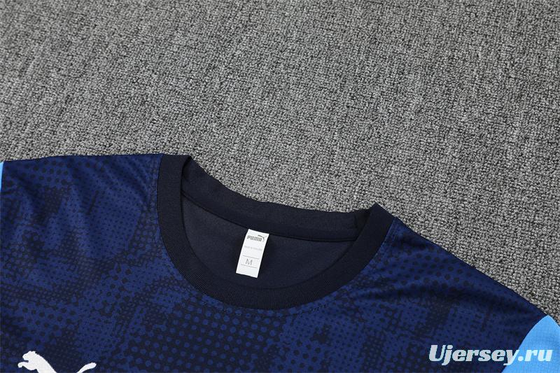 25/26 Olympique de Marseille Royal Blue Camouflage with XS Short Sleeve+Soccer Shorts