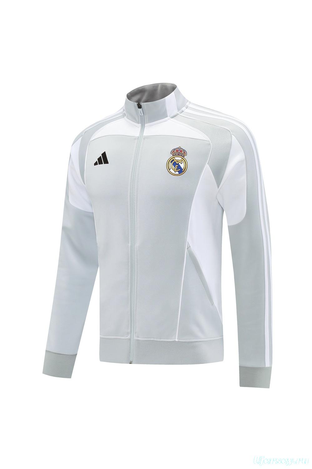 25/26 Real Madrid Grey Full Zipper Jacket + Long Pants