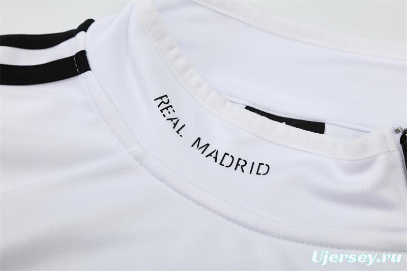 Retro 13/14 Real Madrid White Half Zipper Jacket+Long Pants