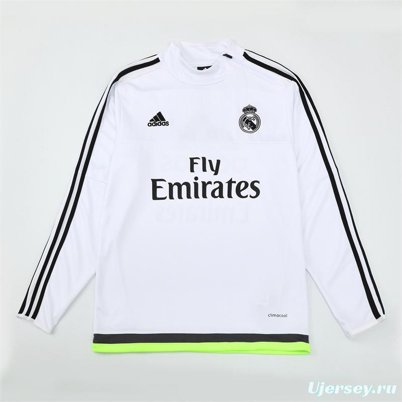 Retro 15/16 Real Madrid White Half Zipper Jacket