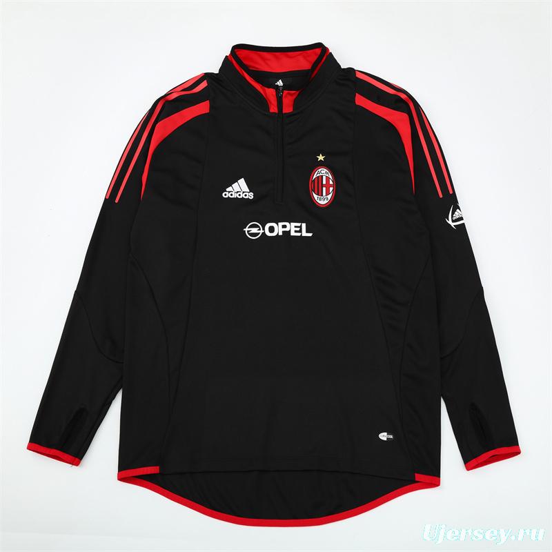 Retro 04/05 AC Milan Black Half Zipper Jacket+Long Pants