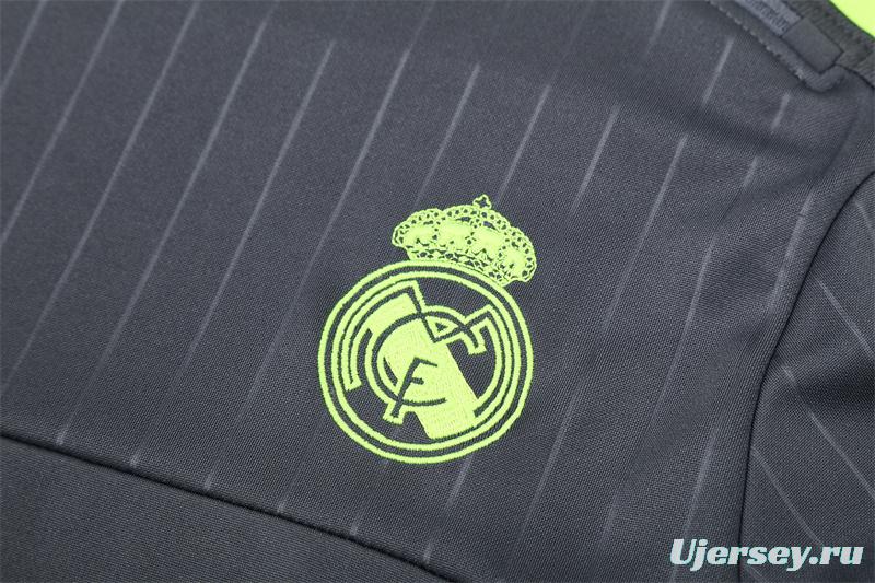 Retro 15/16 Real Madrid Dark Grey Half Zipper Jacket