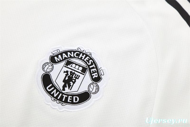 25/26 Manchester United White Purple Short Sleeve+Soccer Shorts