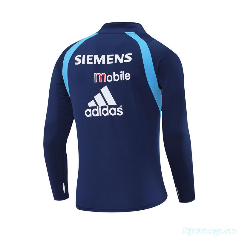 Retro 03/04 Real Madrid Royal Blue Half Zipper Jacket