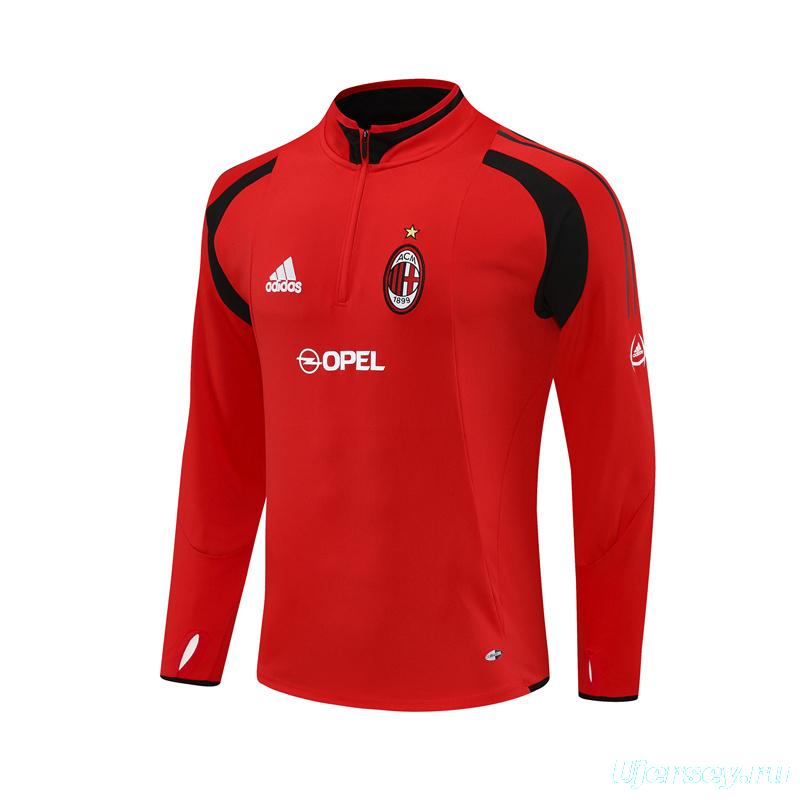 Retro 04/05 AC Milan Red Half Zipper Jacket+Long Pants
