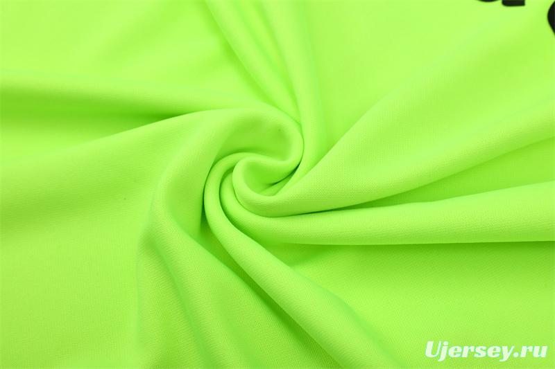 Retro 15/16 Real Madrid Fluorescent Green Half Zipper Jacket+Long Pants