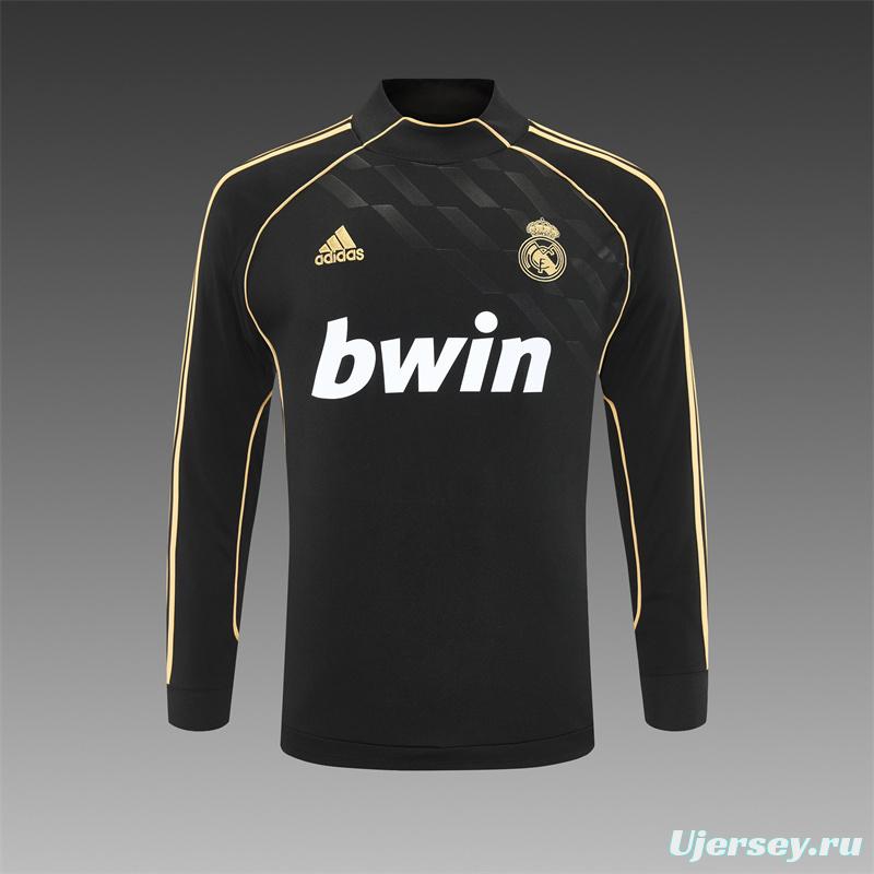 Retro 11/12 Real Madrid Black Half Zipper Jacket