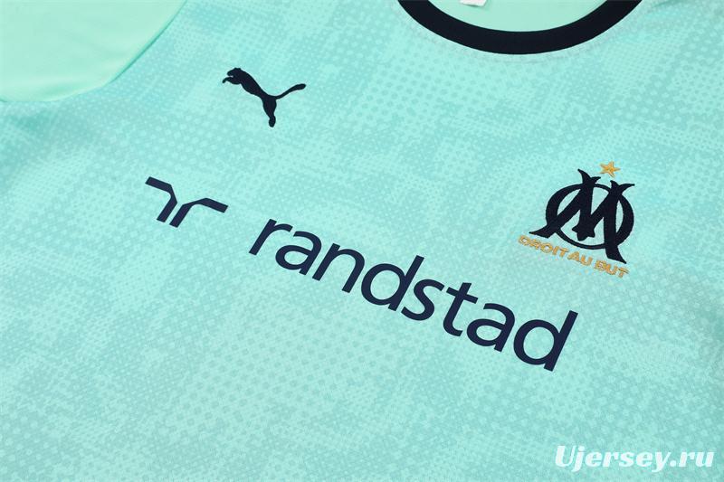 25/26 Olympique de Marseille Lake Blue Camouflage with XS Short Sleeve+Soccer Shorts