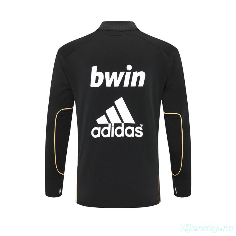 Retro 11/12 Real Madrid Black Half Zipper Jacket+Long Pants