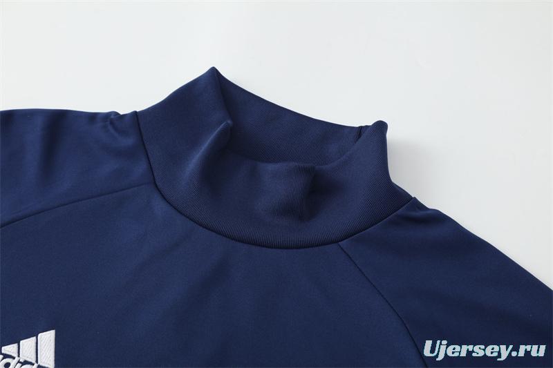 Retro 16/17 Real Madrid Royal Blue Half Zipper Jacket+Long Pants