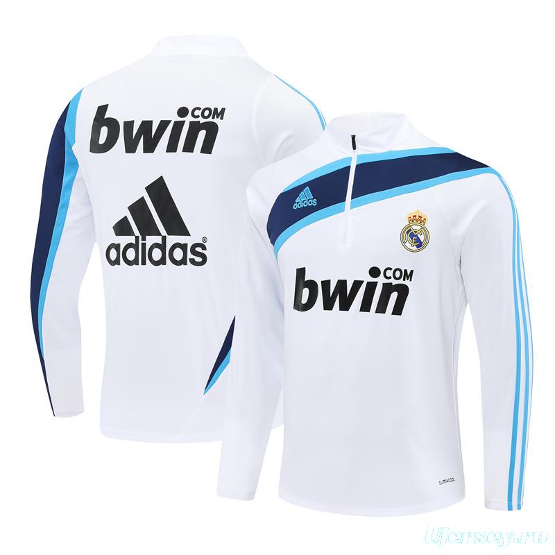 Retro 09/10 Real Madrid White Half Zipper Jacket+Long Pants