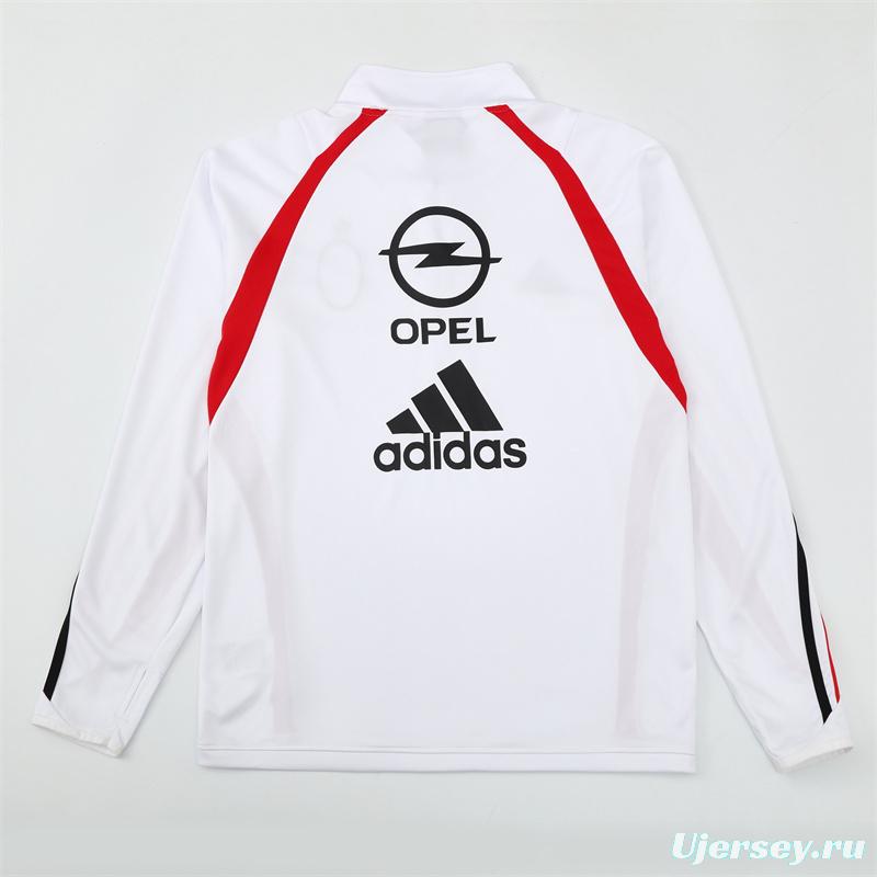 Retro 03/04 AC Milan White Half Zipper Jacket+Long Pants
