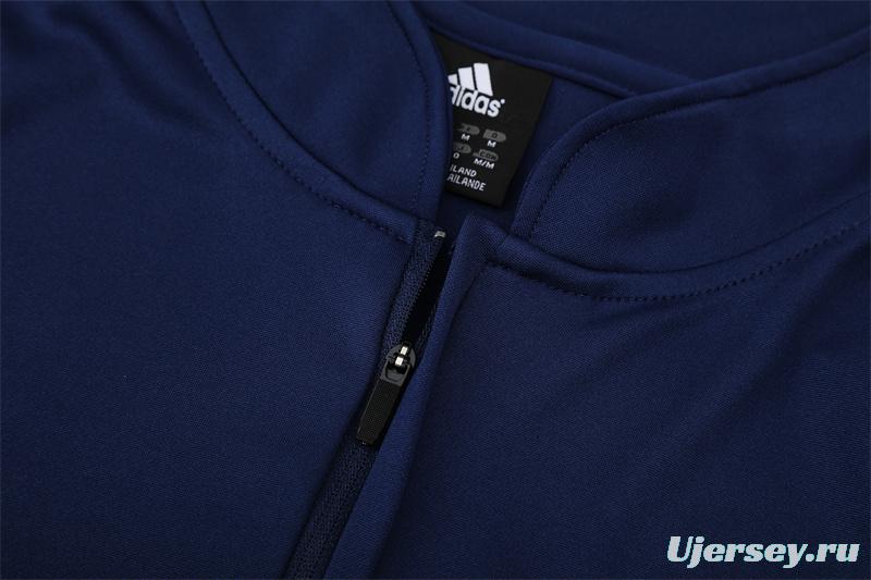 Retro 03/04 Real Madrid Royal Blue Half Zipper Jacket+Long Pants