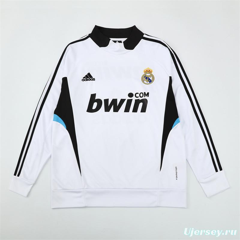 Retro 08/09 Real Madrid White Half Zipper Jacket