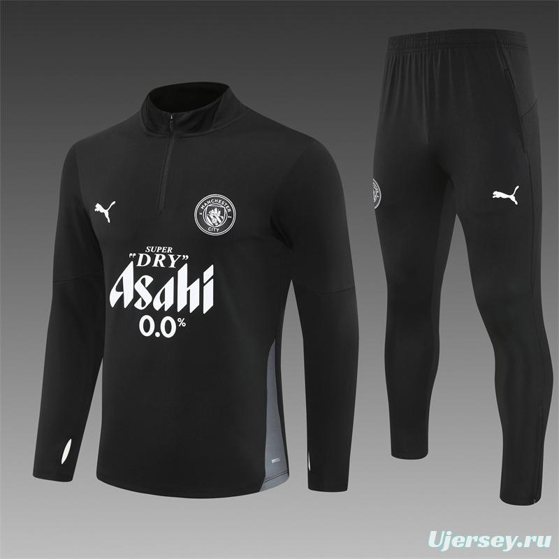 25/26 Manchester City Black Half Zipper Jacket+Long Pants