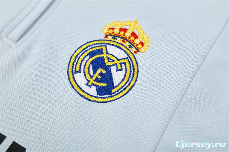 Retro 04/05 Real Madrid Light Grey Half Zipper Jacket