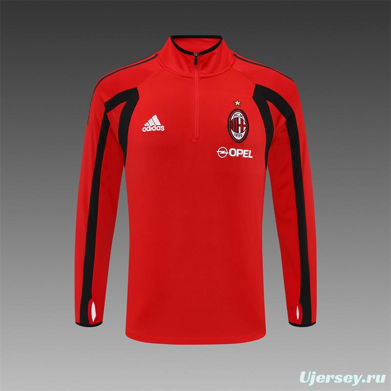 Retro 05/06 AC Milan Red Half Zipper Jacket