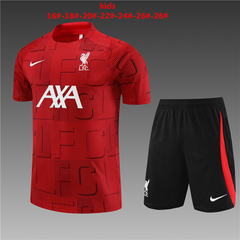 Retro 23/24 Kids Liverpool Red Camouflage Short Sleeve+Soccer Shorts