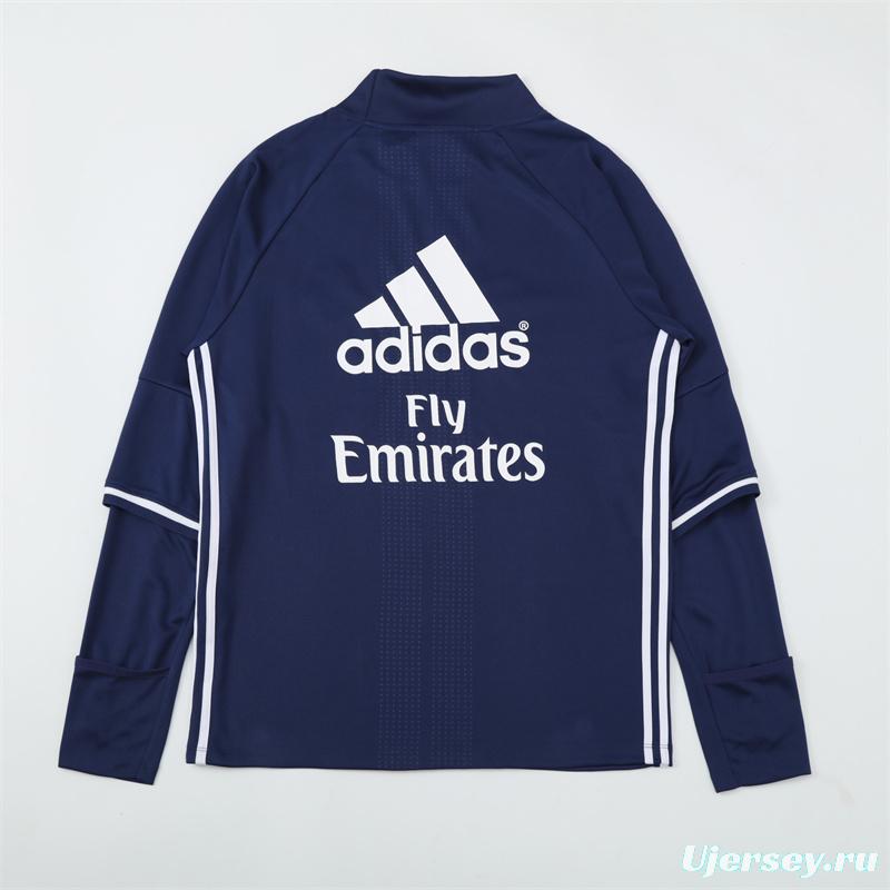 Retro 16/17 Real Madrid Royal Blue Half Zipper Jacket