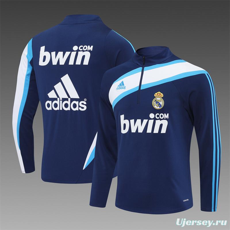 Retro 09/10 Real Madrid Royal Blue Half Zipper Jacket+Long Pants