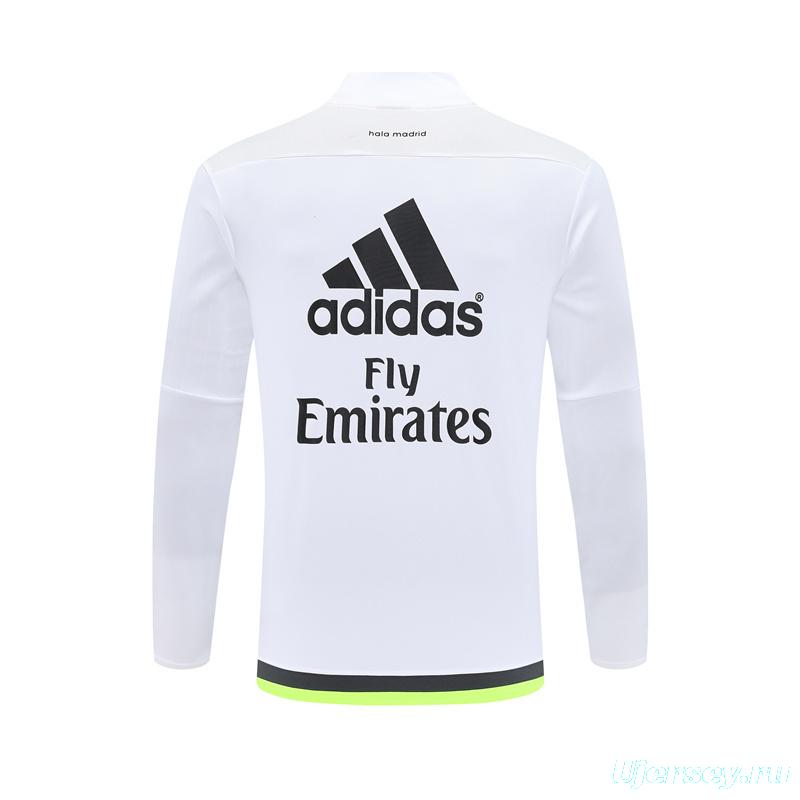 Retro 15/16 Real Madrid White Half Zipper Jacket