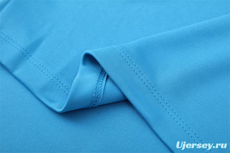 Retro 05/06 Real Madrid Light Blue Half Zipper Jacket+Long Pants