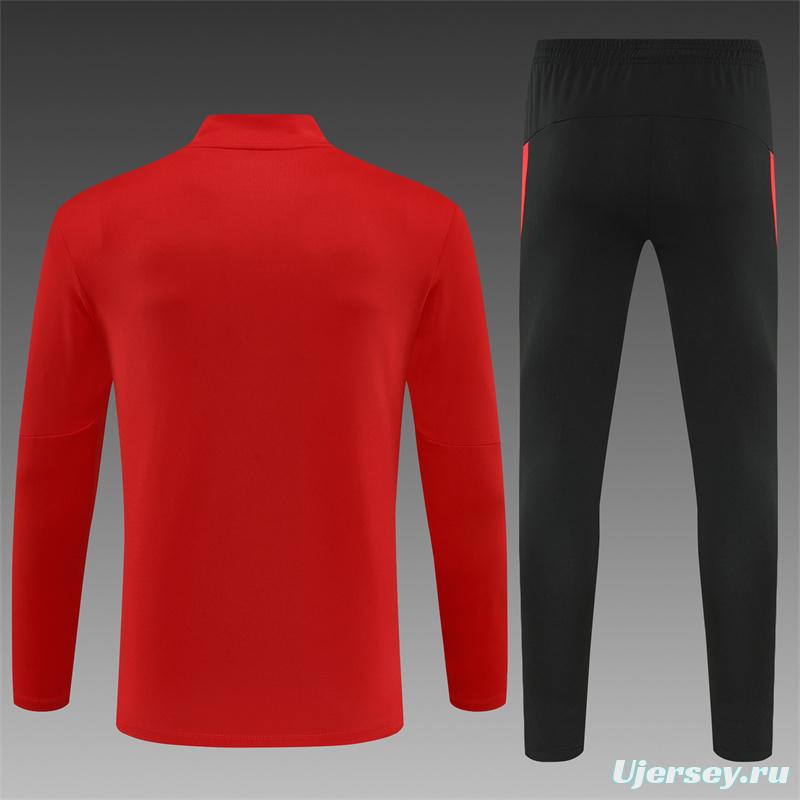 25/26 Portugal Red Half Zipper Jacket+Long Pants